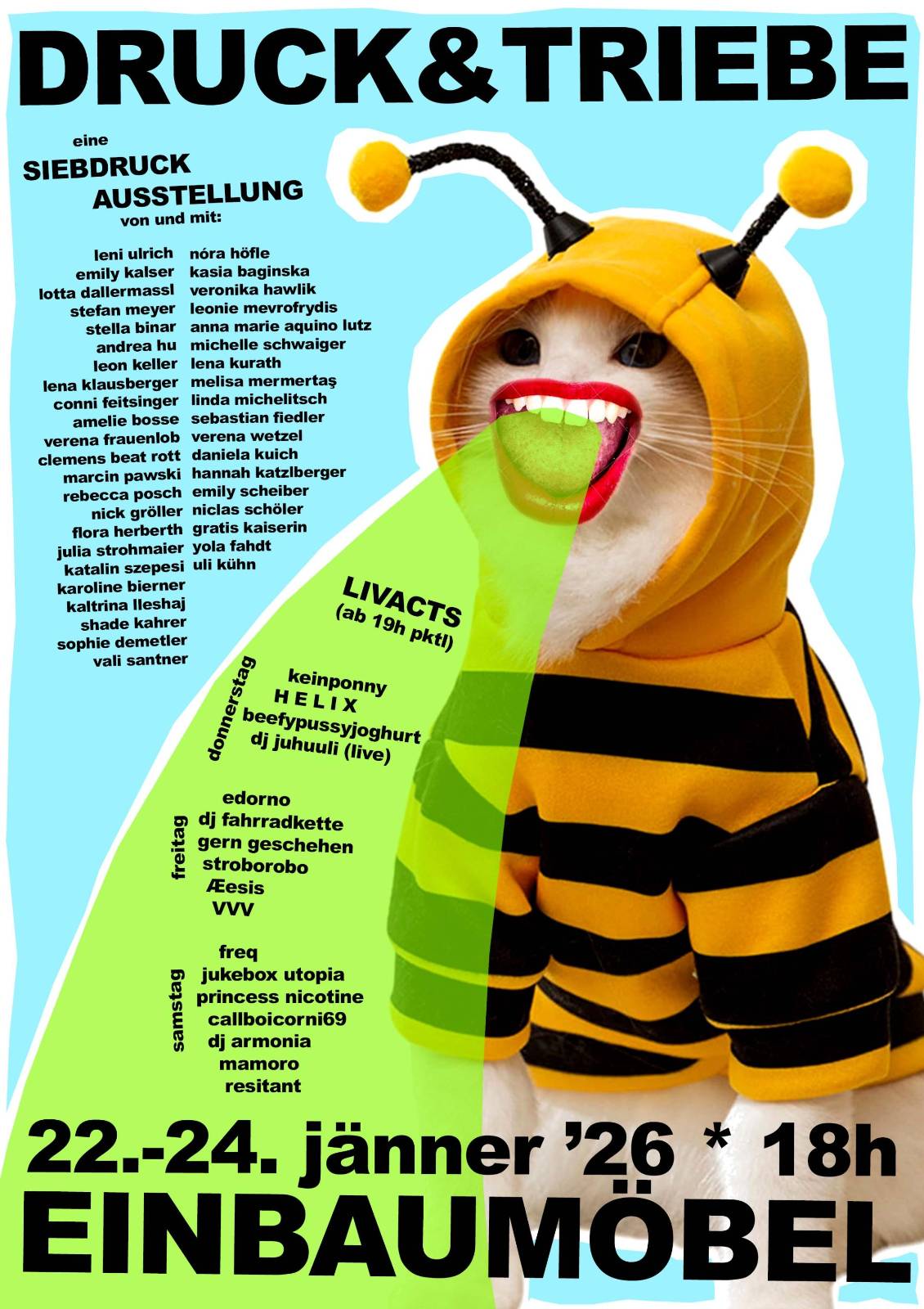 Permalink to 22.-24.1.2026 Siebdruckausstellung Angewandte 2026: Druck&Triebe @ 1BM Wien w/ Jukebox Utopia